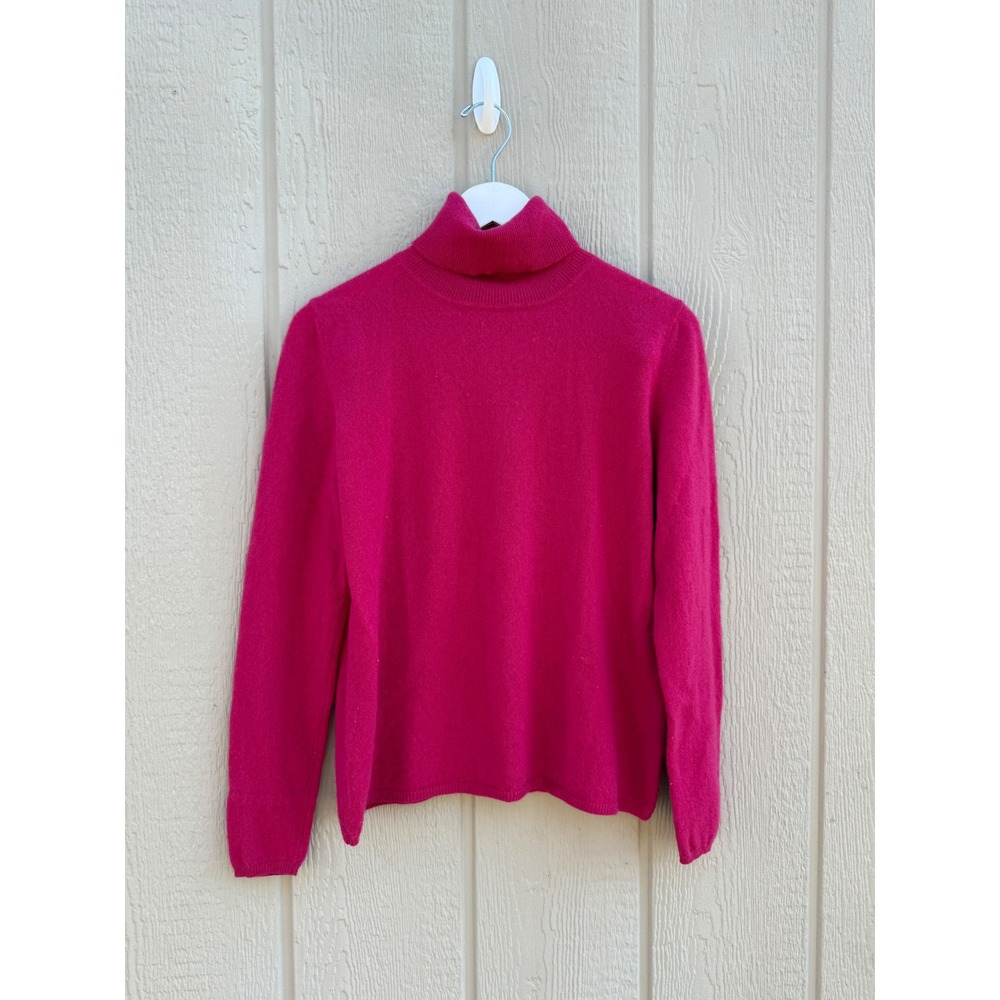 Valerie Stevens M Turtleneck Sweater Classic Cashmere Hot Pink Roll Neck